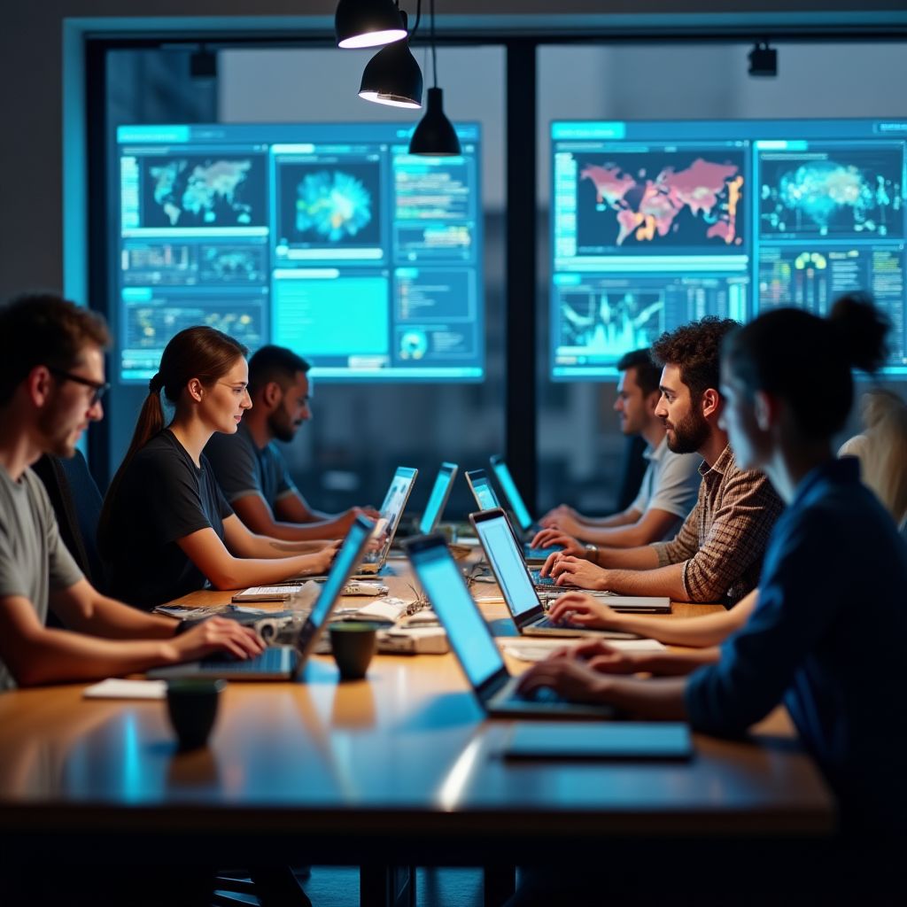 Equipo de desarrollo en acción